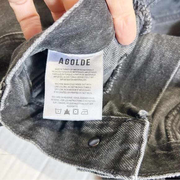 Agolde Cooper Cargo Jeans Size 31 Panther Black Straight Leg High Rise - Picture 7 of 12